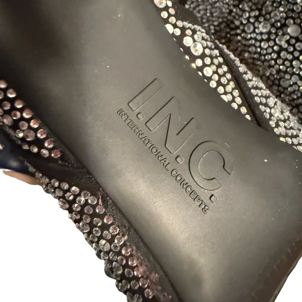 INC International Concepts NWT Sz 6.5 Black Rhinestone Embellished Boots (SH150) - Picture 11 of 15